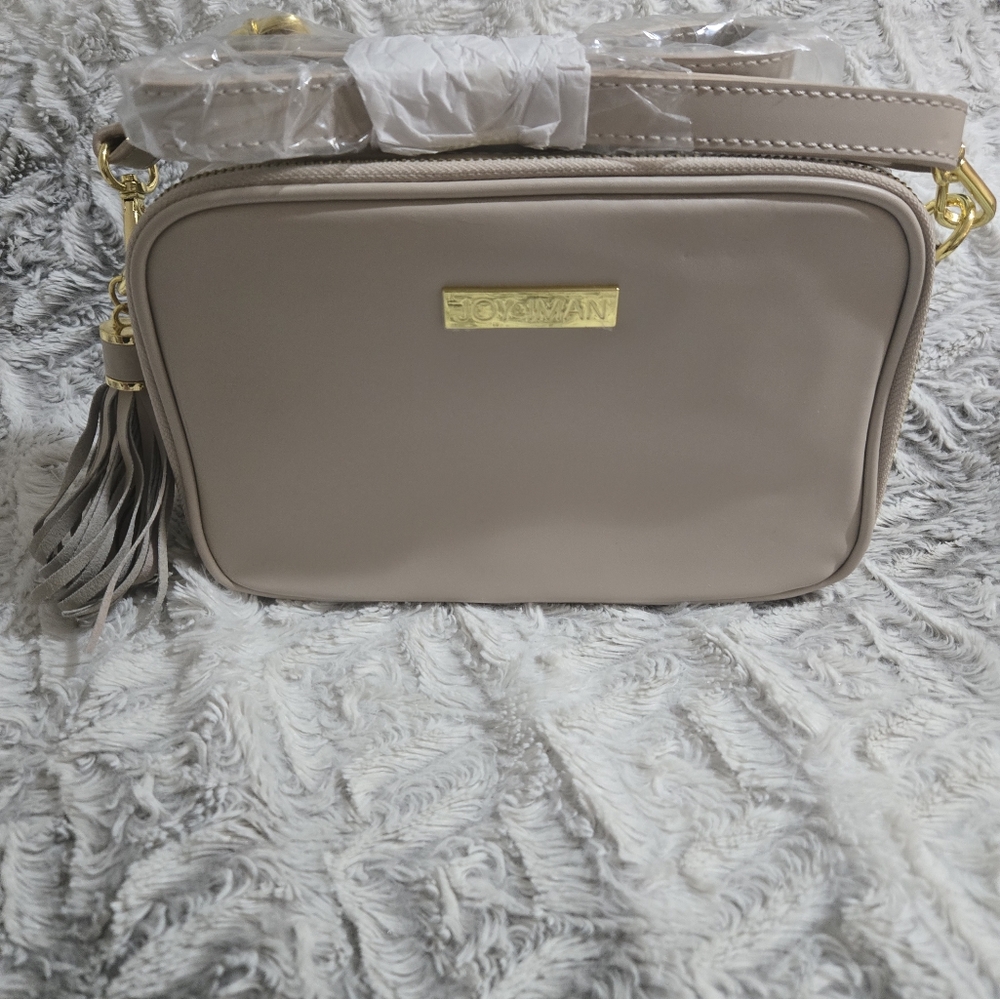 Joy and Iman Women's Leather Tan Crossbody Bag
